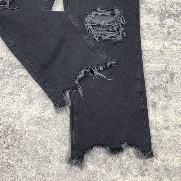 Free People Maggie Mid Rise Straight Jeans Cropped Distressed Ripped Sz 29 - Picture 5 of 12